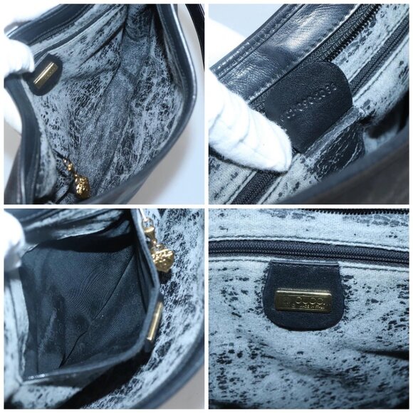 GUCCI Micro GG Supreme Shoulder Bag PVC Black Gold Auth MX332 - Picture 15 of 16